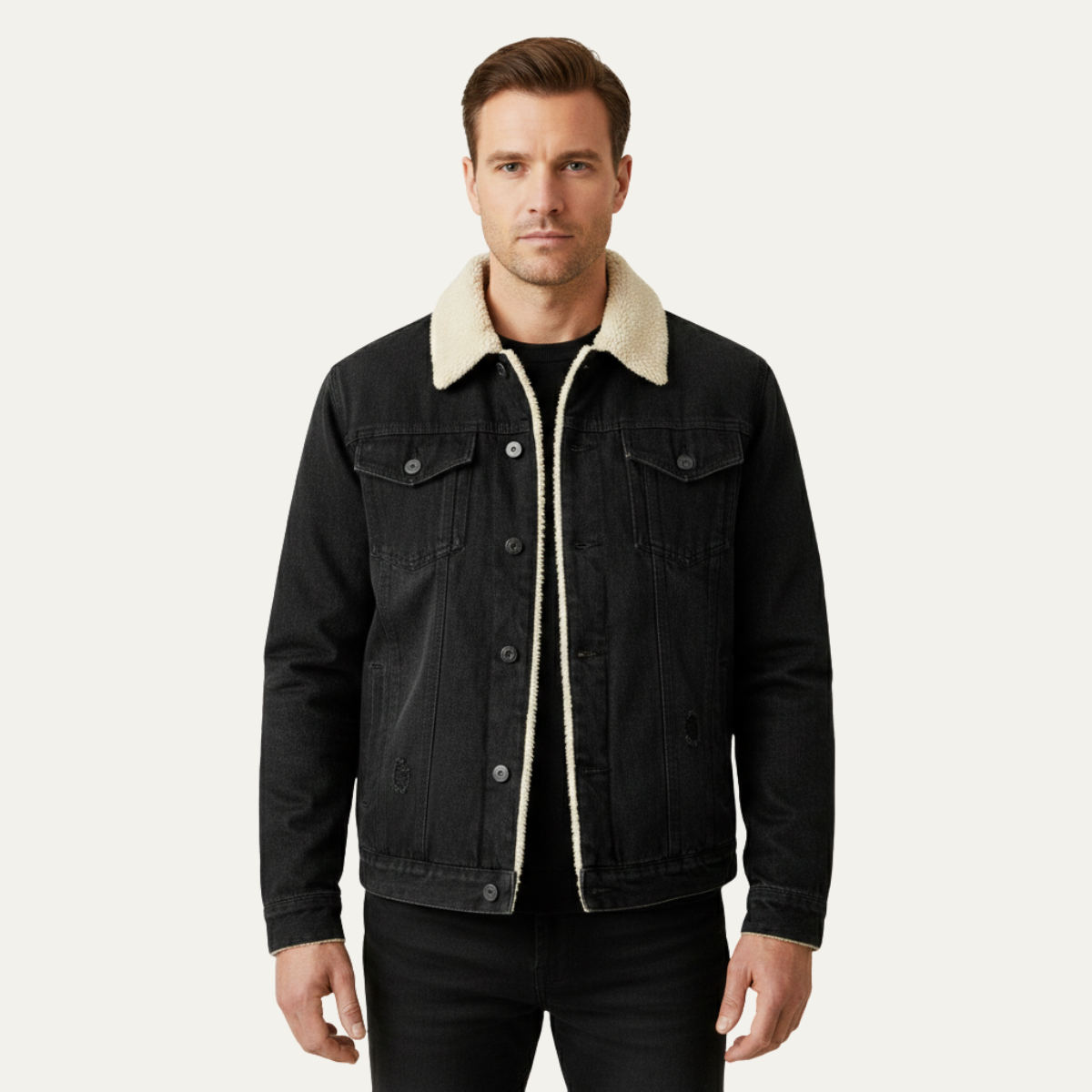 The Crestwood Park Men’s Warm Padded Sherpa Lined Denim Jacket
