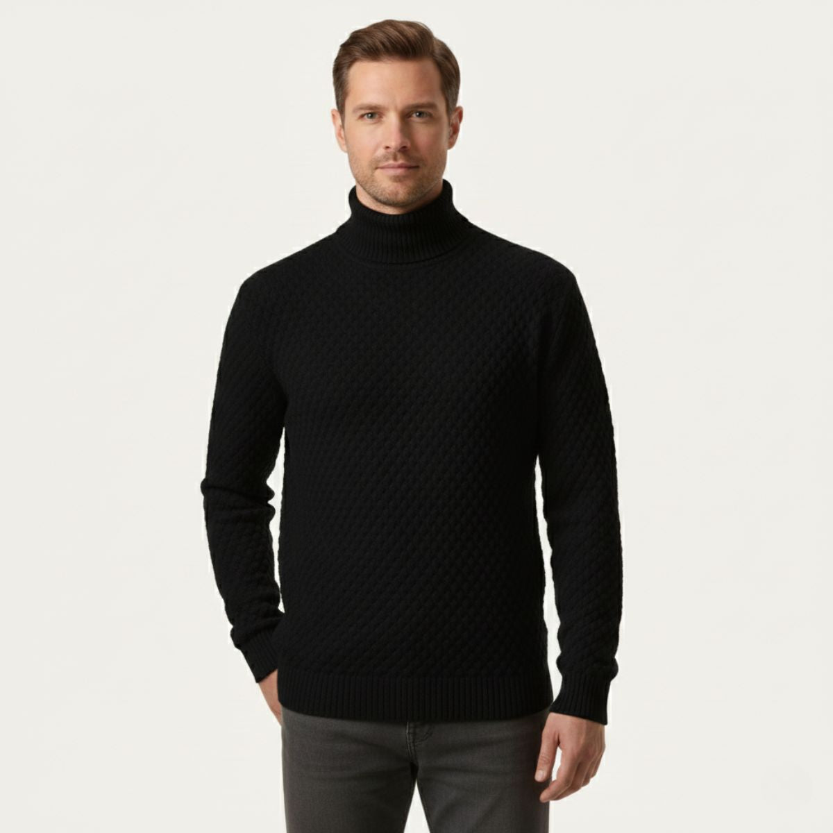 The Lavagna Men’s Thick Wool Knit Turtleneck Sweater