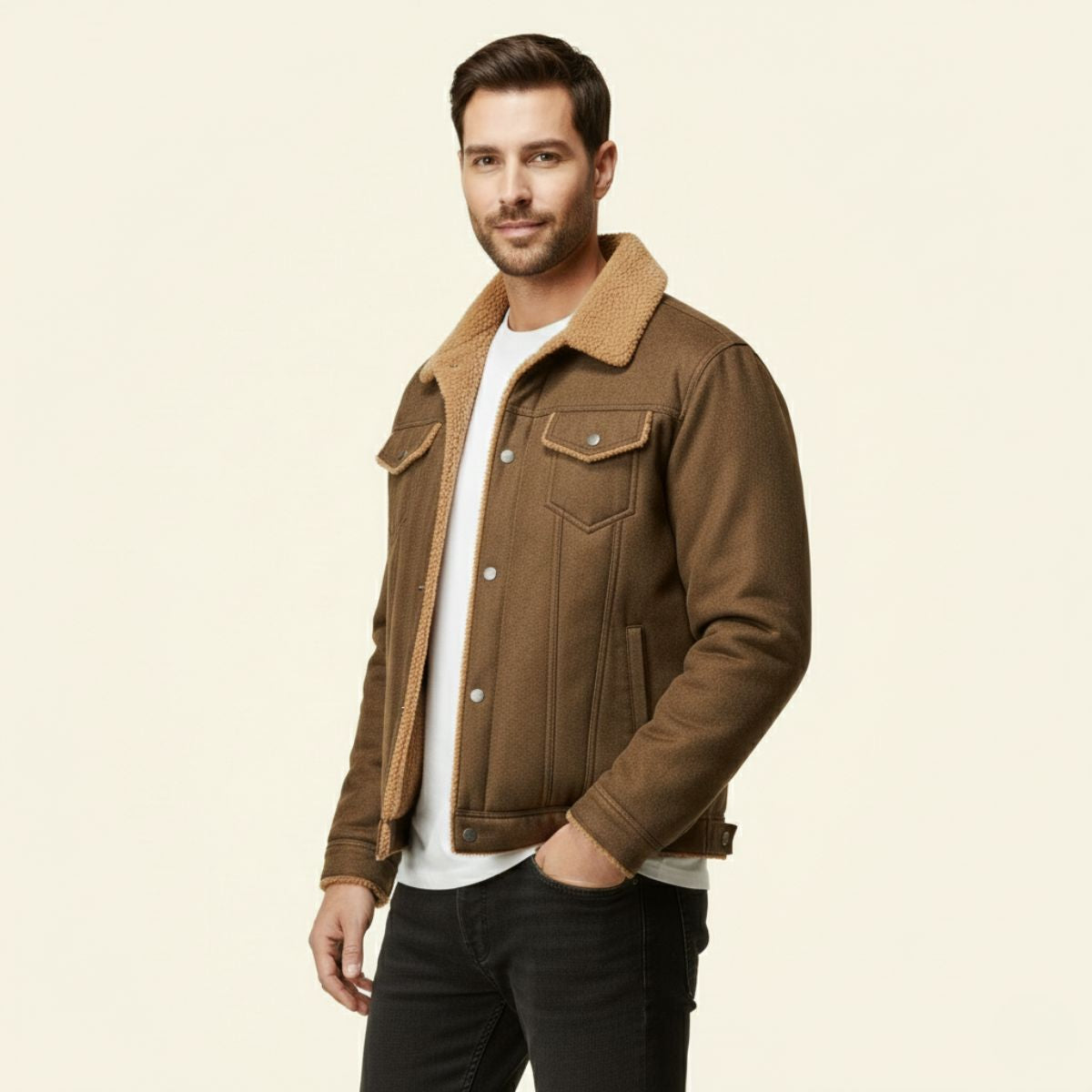 The Braxton Men’s Shearling Vintage Leather Jacket