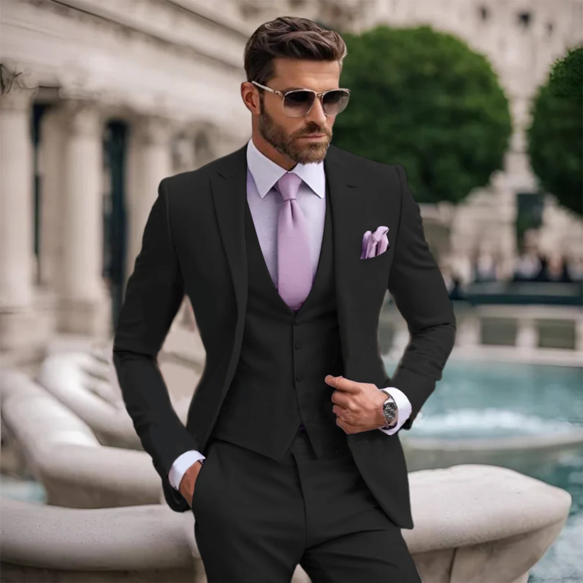 The Silverwood Men’s 3 Piece Slim Fit Suit – Elegant Blazer, Waistcoat & Trousers Set