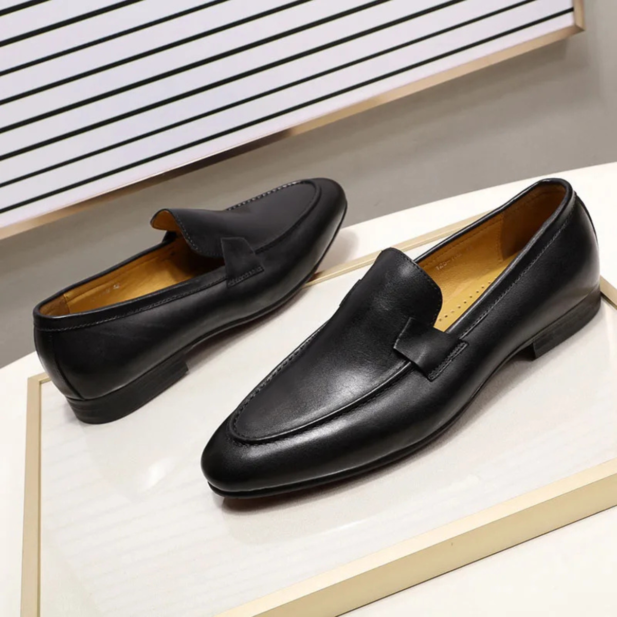 The Redstone Ridge Men's Handmade Business Faux Leather Dress Loafers