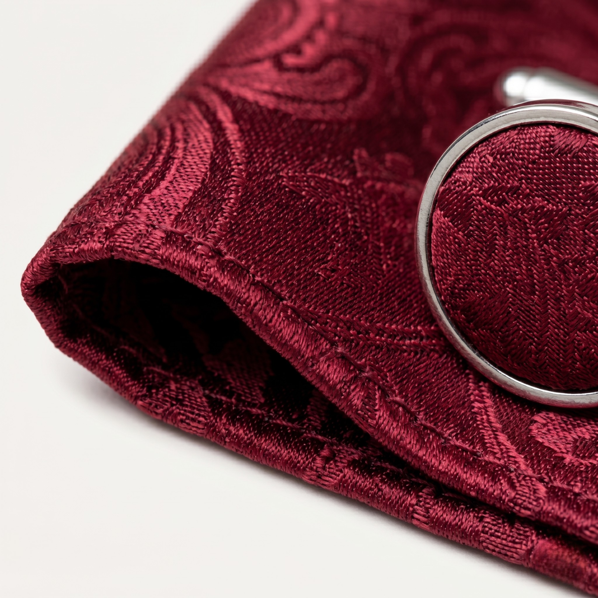 The Ashbury Men’s Bow Tie with Pocket Square & Cufflinks Set – Burgundy Paisley