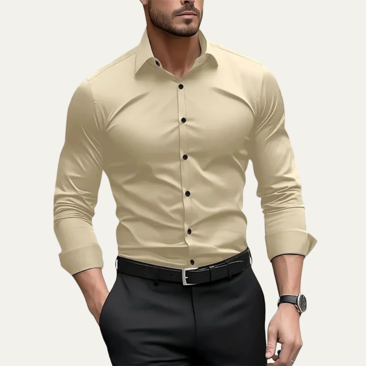 The Pantelleria Men's Elegant Solid Color Business Shirt