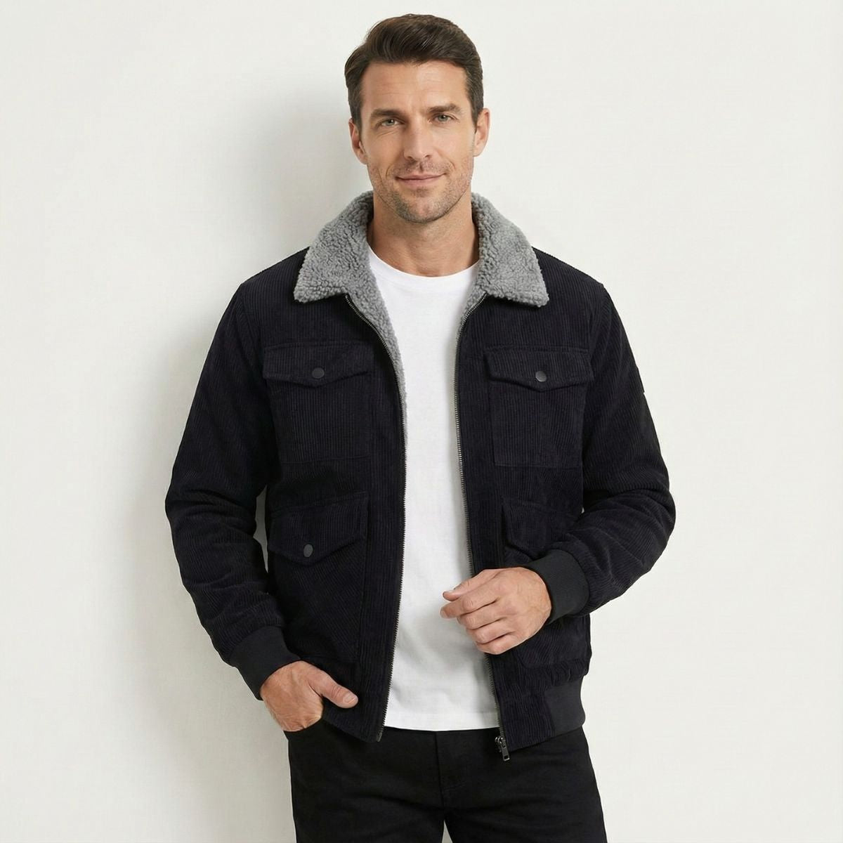 The Tallinn Fleece Lined Vintage Corduroy Jacket for Men