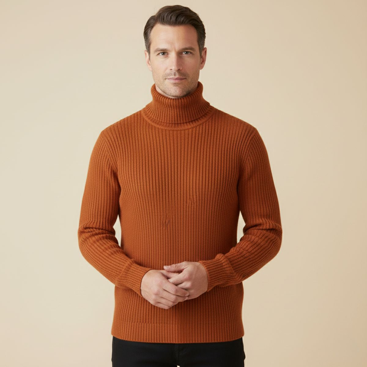 The Manchester Men's Wool Ribbed Turtleneck Knit Sweater