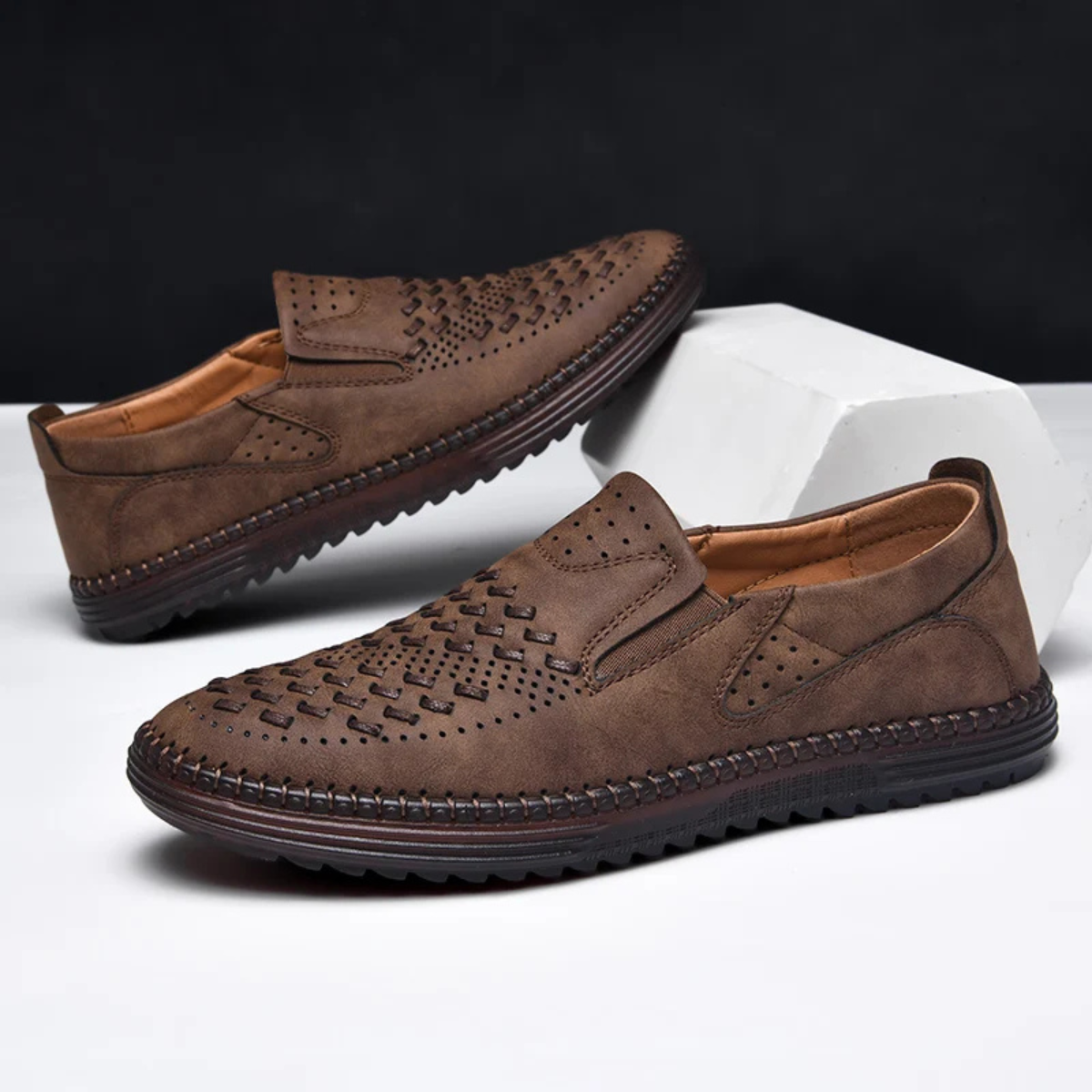 The Silverlake Men's Handmade Faux Leather Slip On Loafers