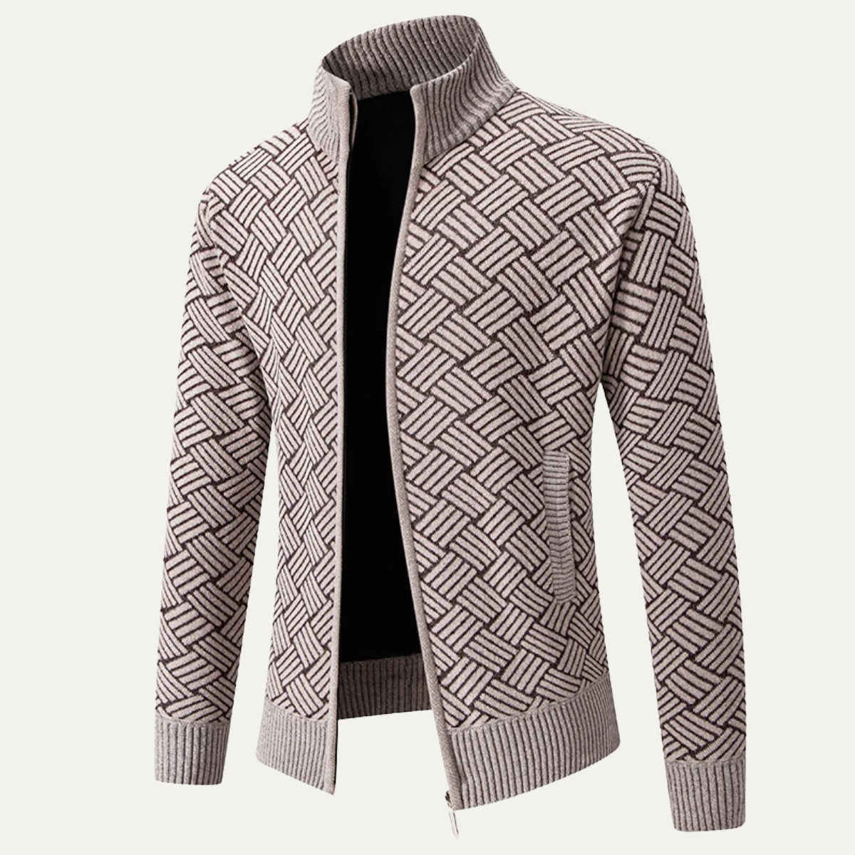 The Brackenridge Men’s Warm Fleece Lined Thick Knitted Full Zip Jacket