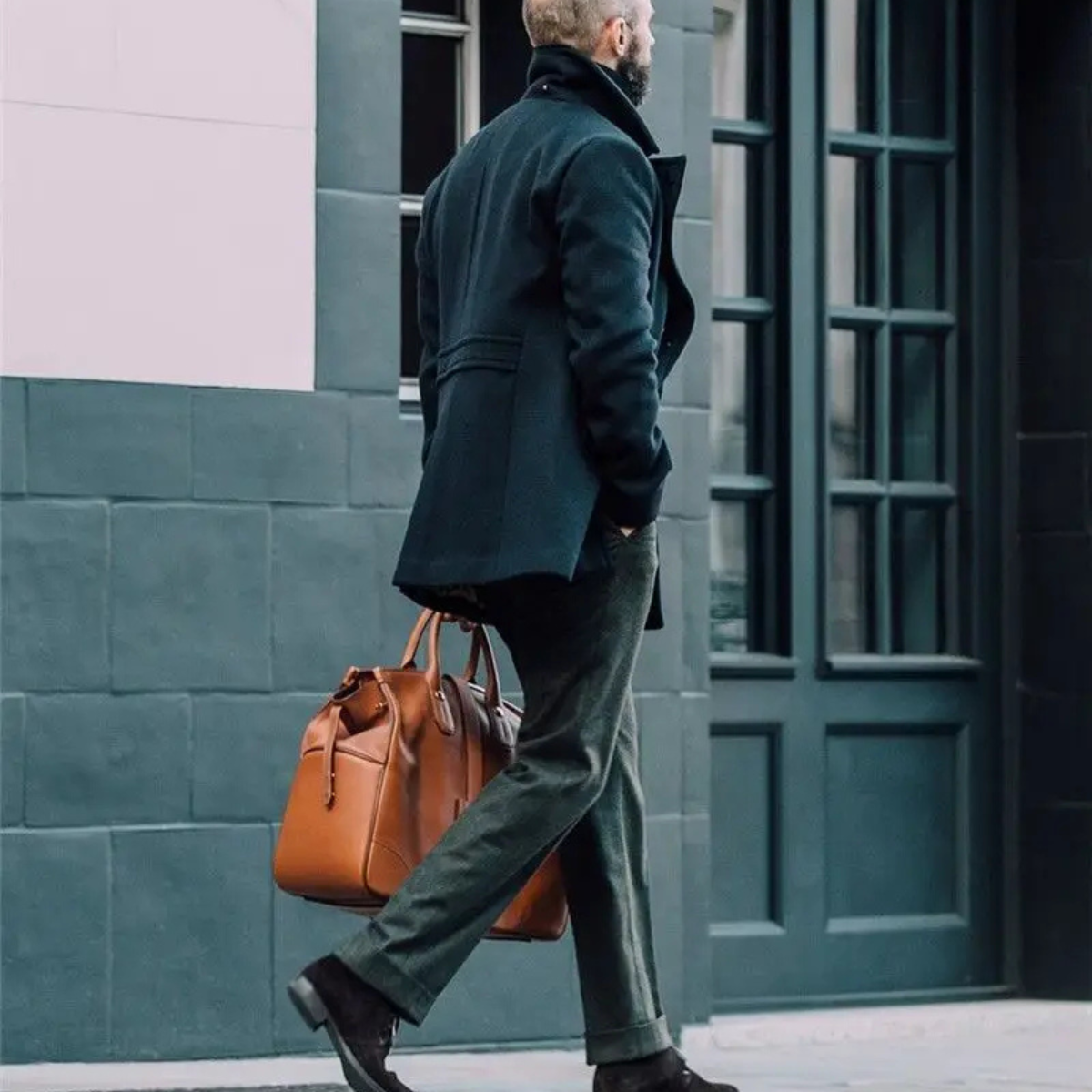 The Buckingham Men’s Warm Winter Double Breasted Wool Peacoat – Black