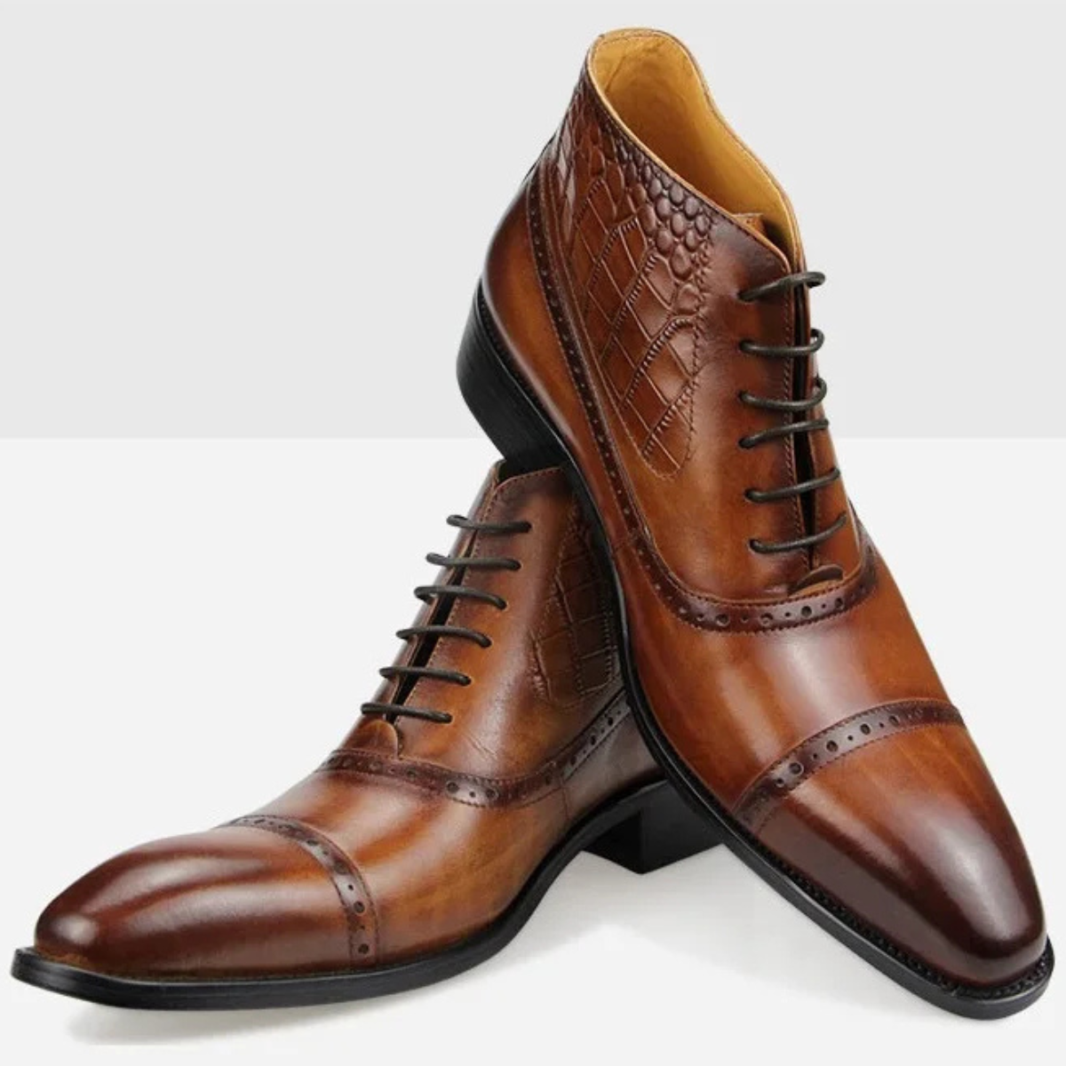 The Modena Men’s Pointed Toe Oxford Ankle Leather Boot