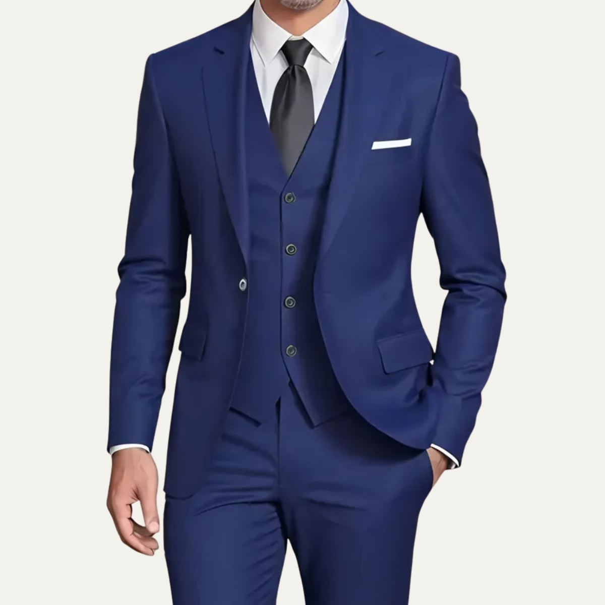 The Highgate Men’s Beige 3 Piece Slim Fit Formal Suit – Blazer, Vest & Pants