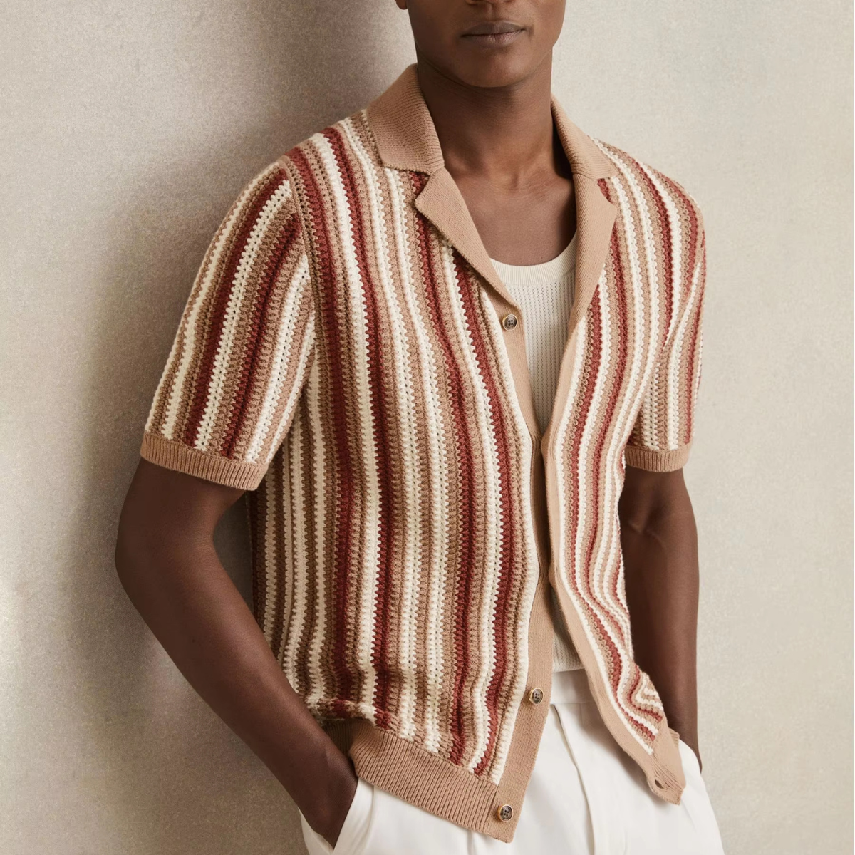 The Cedar Ridge Men’s Vintage Stripe Knit Button Up Shirt