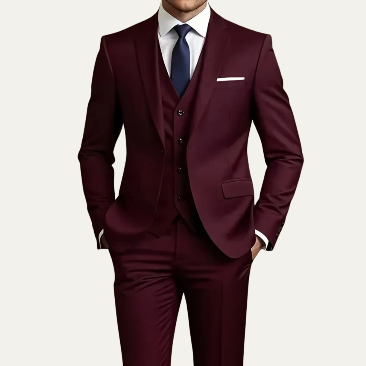 The Trebbiano Men’s 3 Piece Suit – Elegant Slim Fit Formal Tuxedo Set