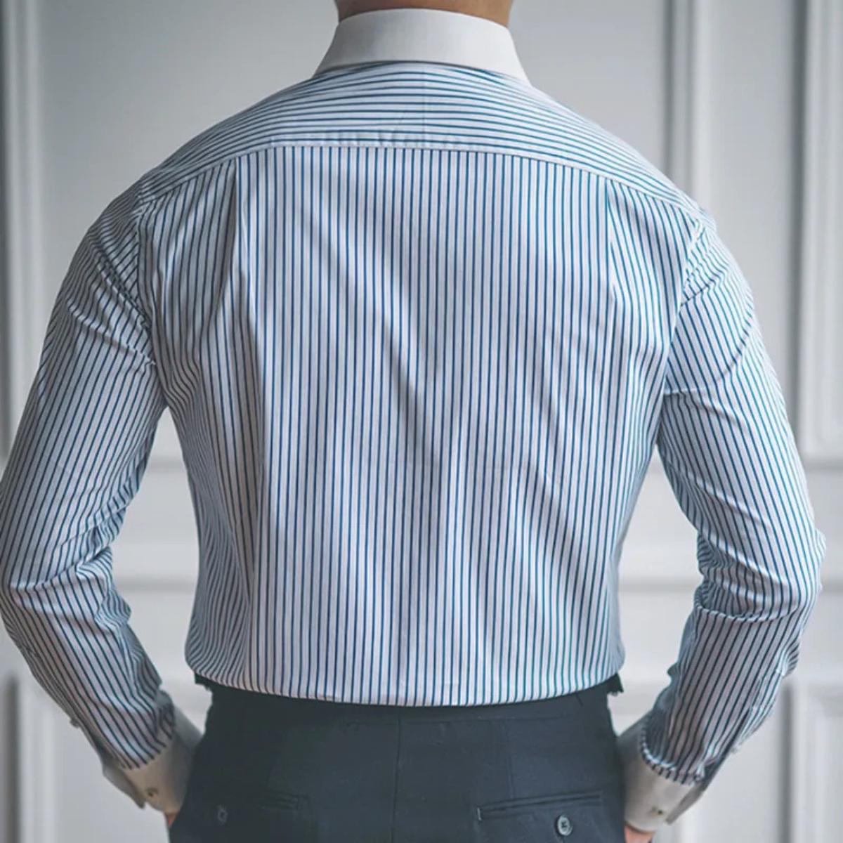 The Posillipo Men’s Classic Blue Stripe Dress Formal Shirt