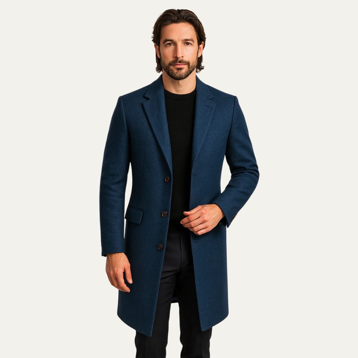 The Brianza Men’s Smart Single Breasted Wool Blend Overcoat