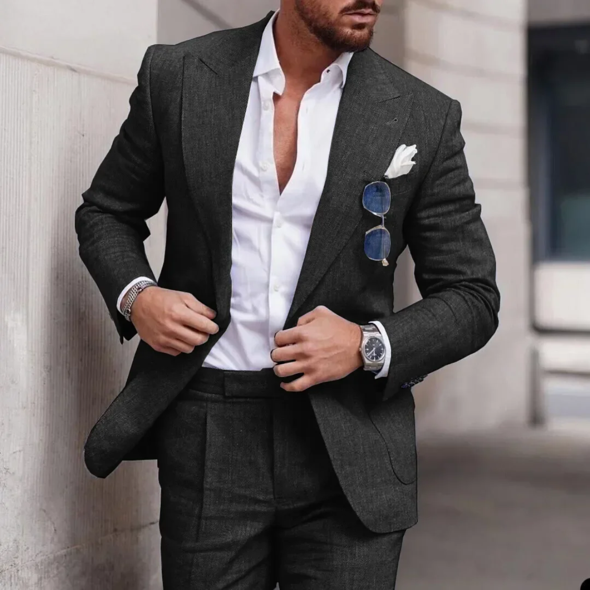 The Briarfield Men’s Lightweight Casual Linen Two Piece Suit