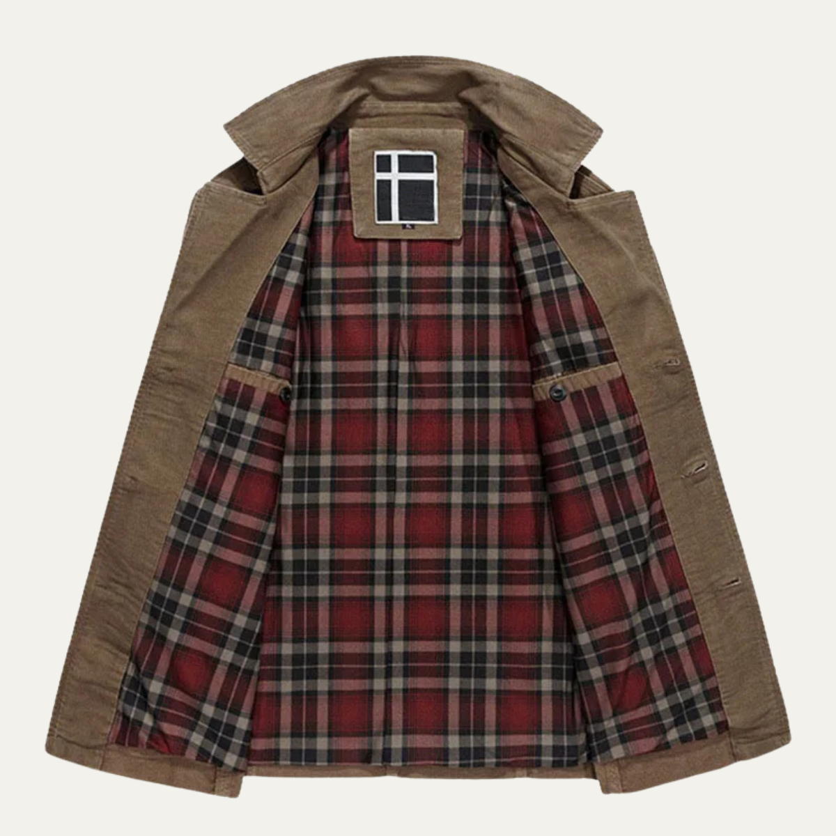 The Appiano Men’s Winter Wool Coat with Plaid Lining and Double Breasted Design
