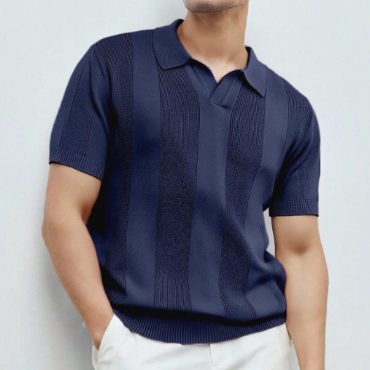 The Pyrmont Men’s Short Sleeve Knitted Polo Shirt Solid Color Trendy Top