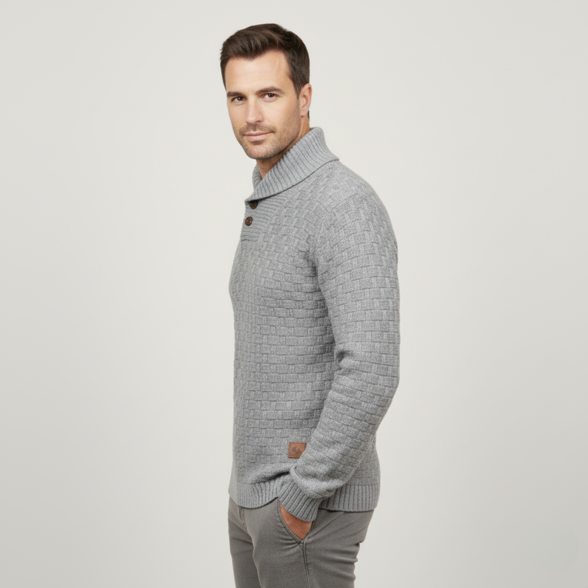 The Brighton Men’s Chunky Knit Sweater with Buttons