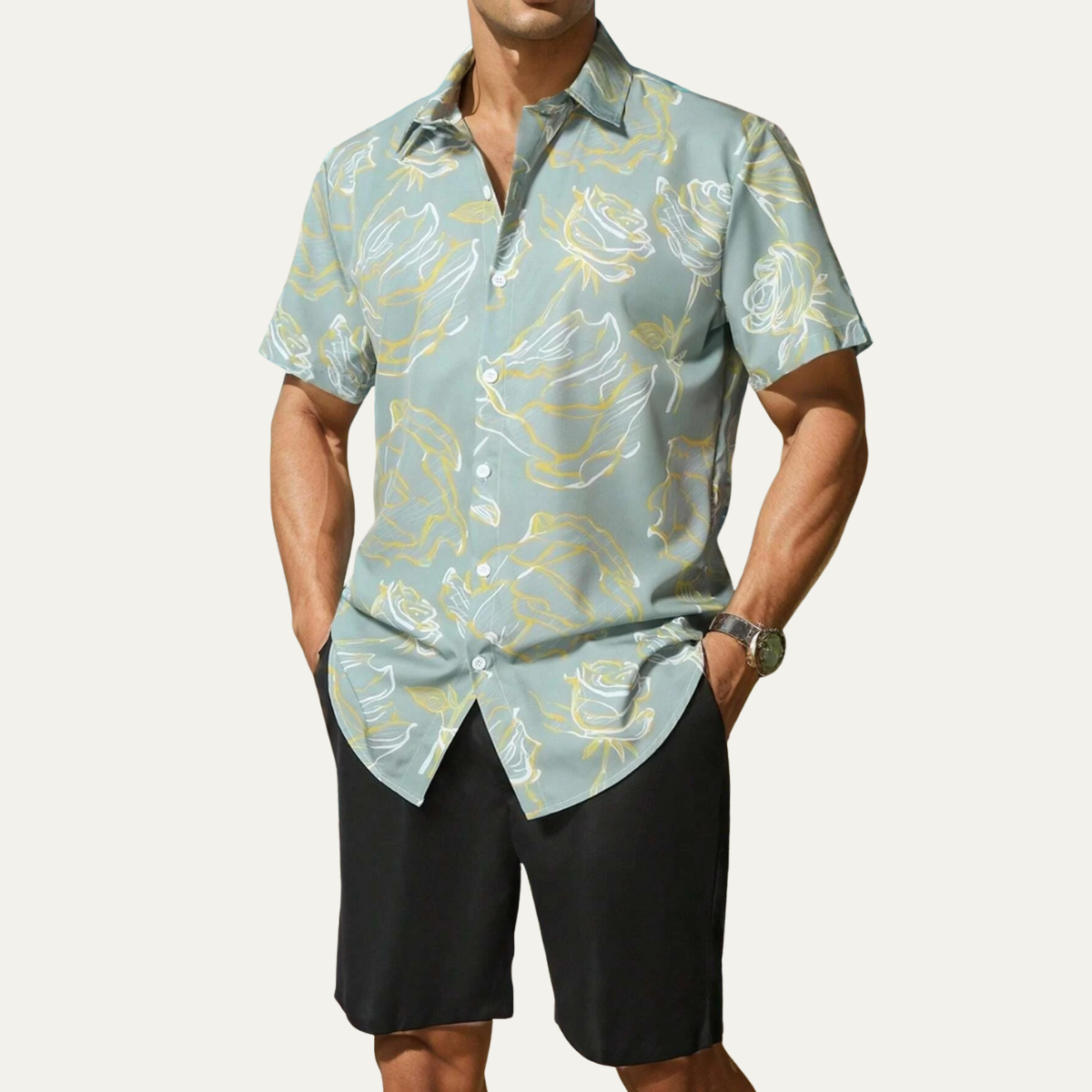 The Briarwood Men’s Tropical Casual Shirt & Shorts Set