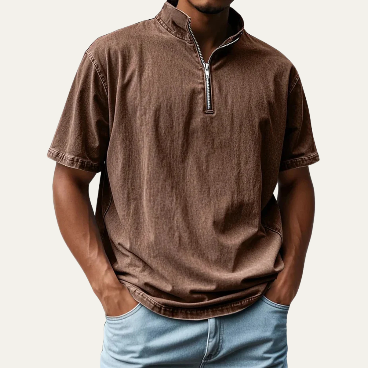 The Melrose Men’s Casual Zip Up Collar Shirt