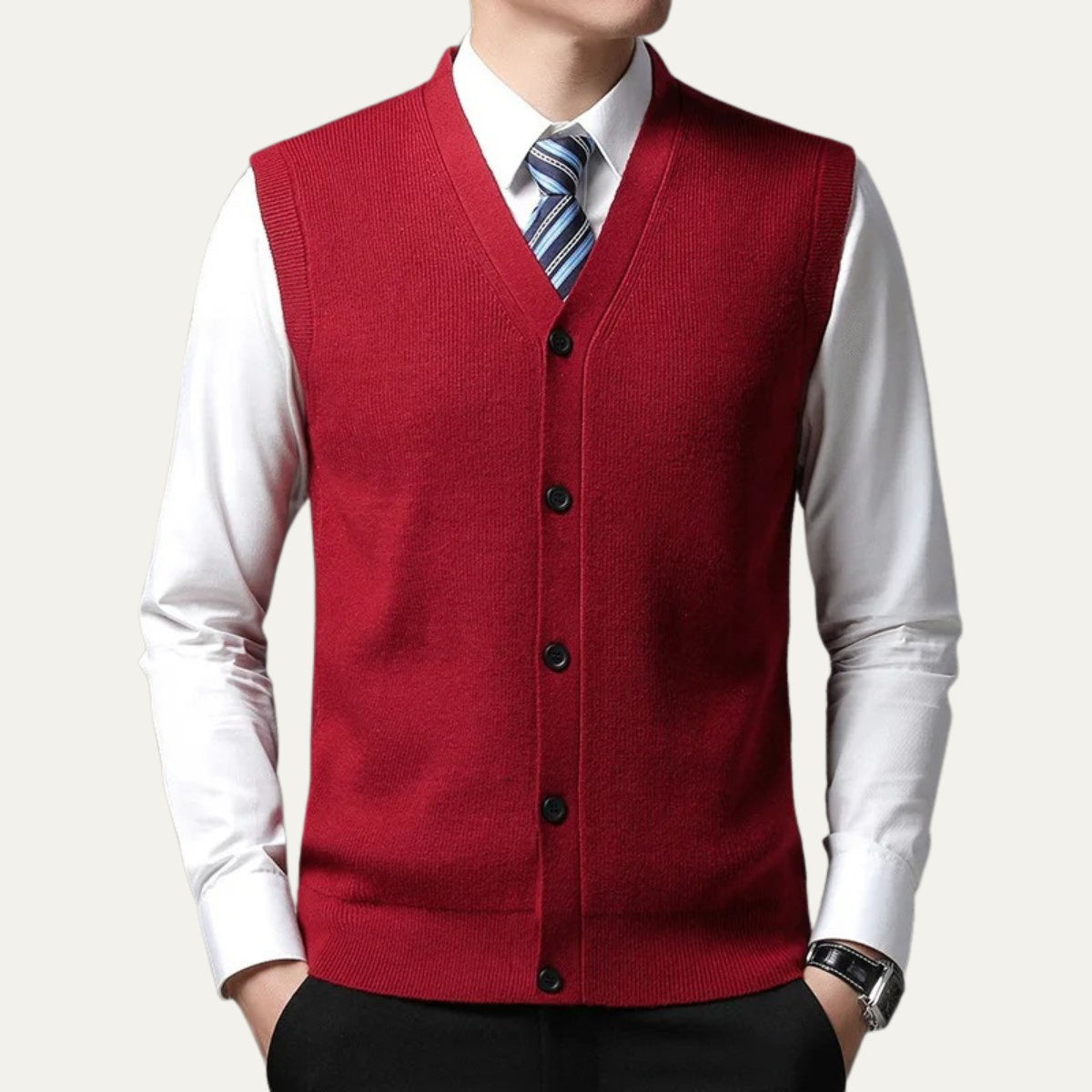The Castellammare Men’s Smart Button Knit Waistcoat