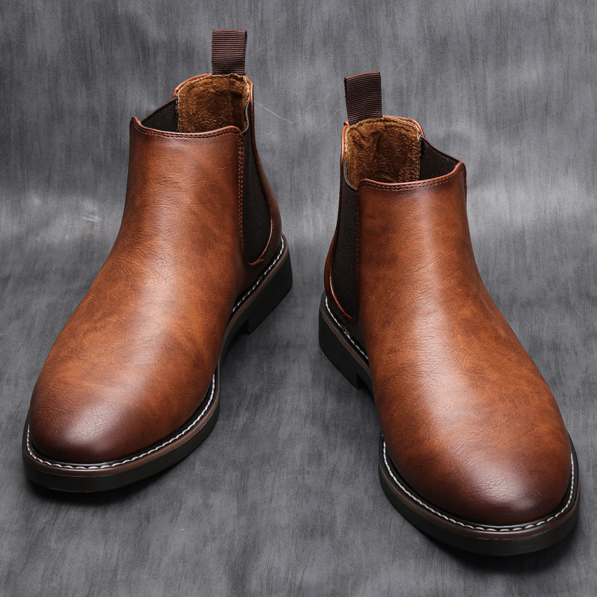 The Montalcino Men’s Brown Classic Leather Slip On Chelsea Boots
