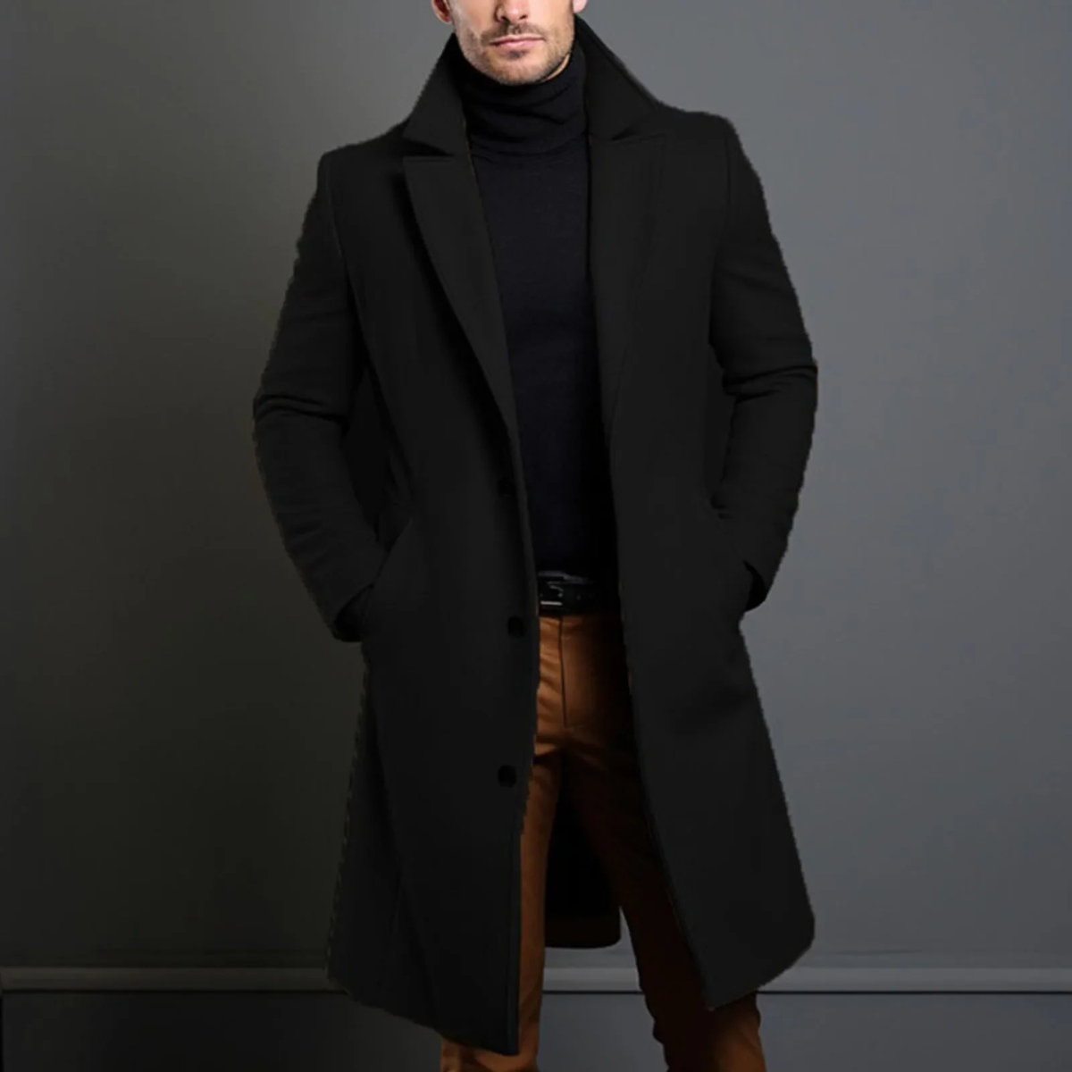 The Wilshire Men's Long Double Breasted Wool Blend Smart Overcoat