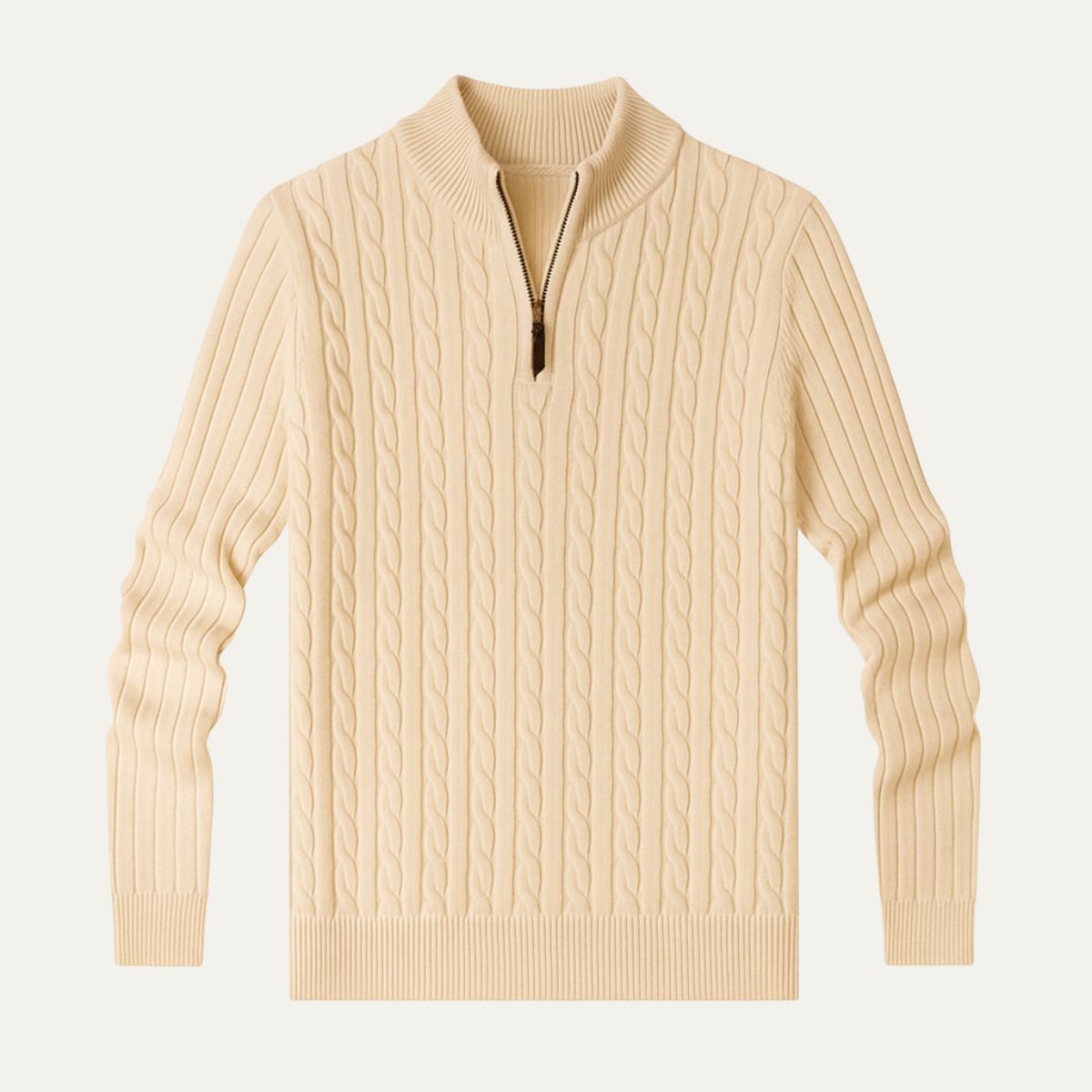 The Wells Cable-knit Quarter Zip Sweater