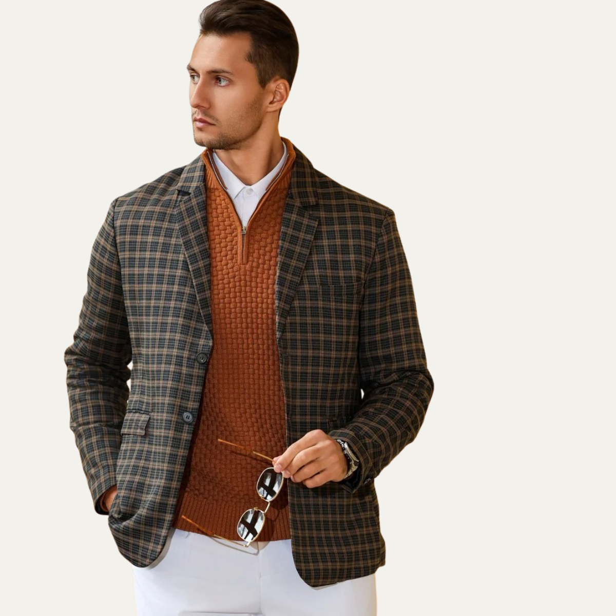 The Lignano Men’s Textured Quarter Zip Knit Sweater