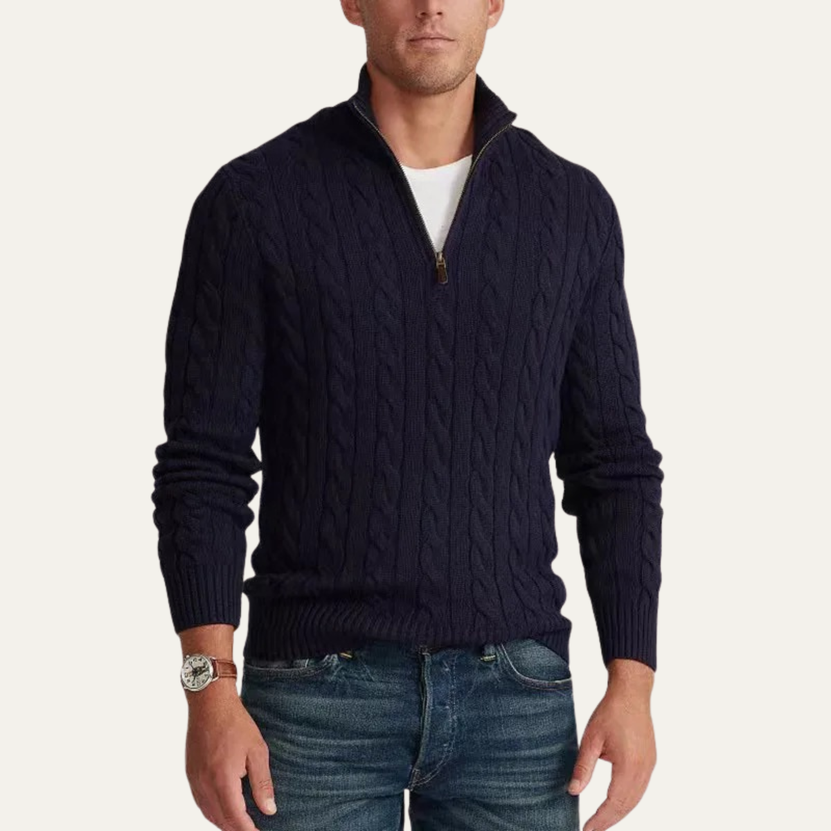The Salina Men's Half Zip Mock Neck Knitted Sweater