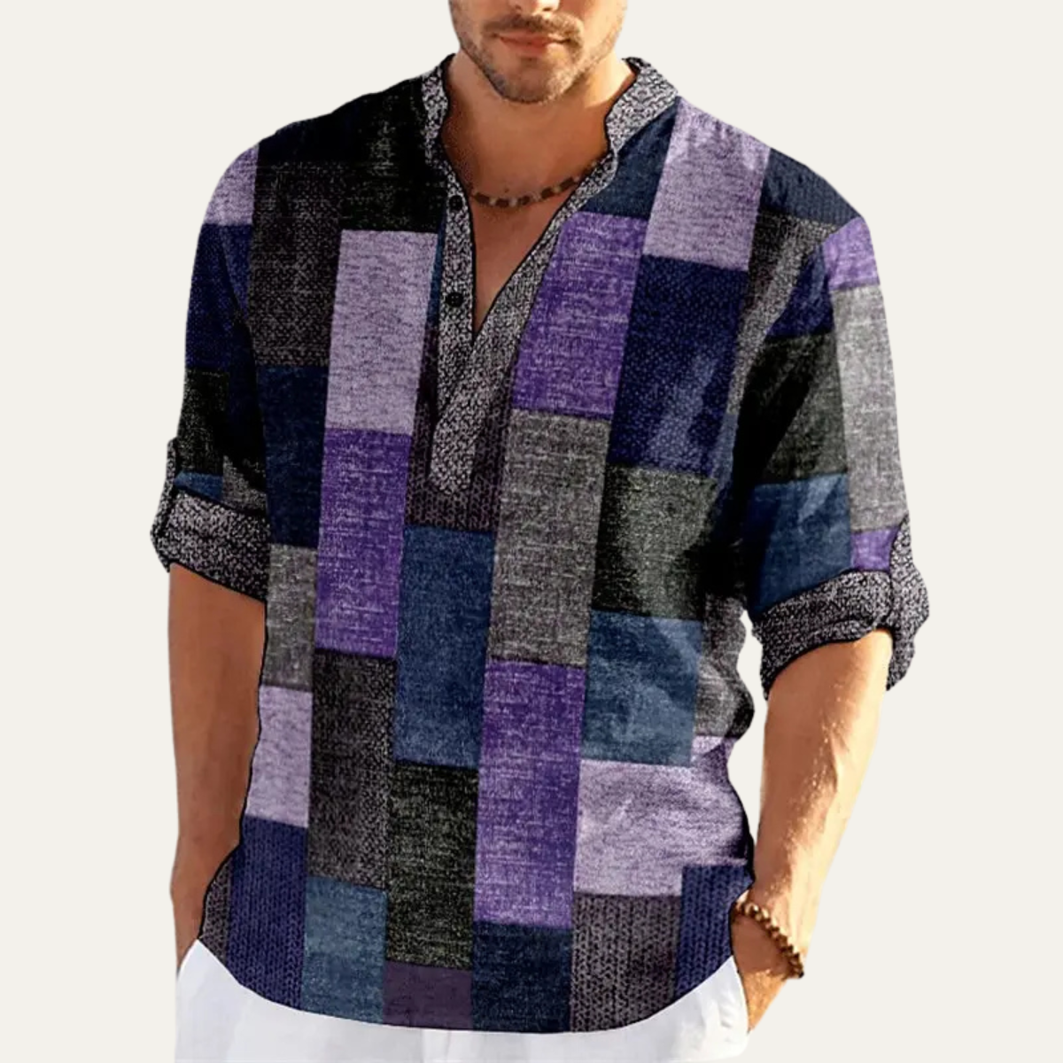 The Cormont Men’s Multicolor Patchwork Casual Polo Shirt