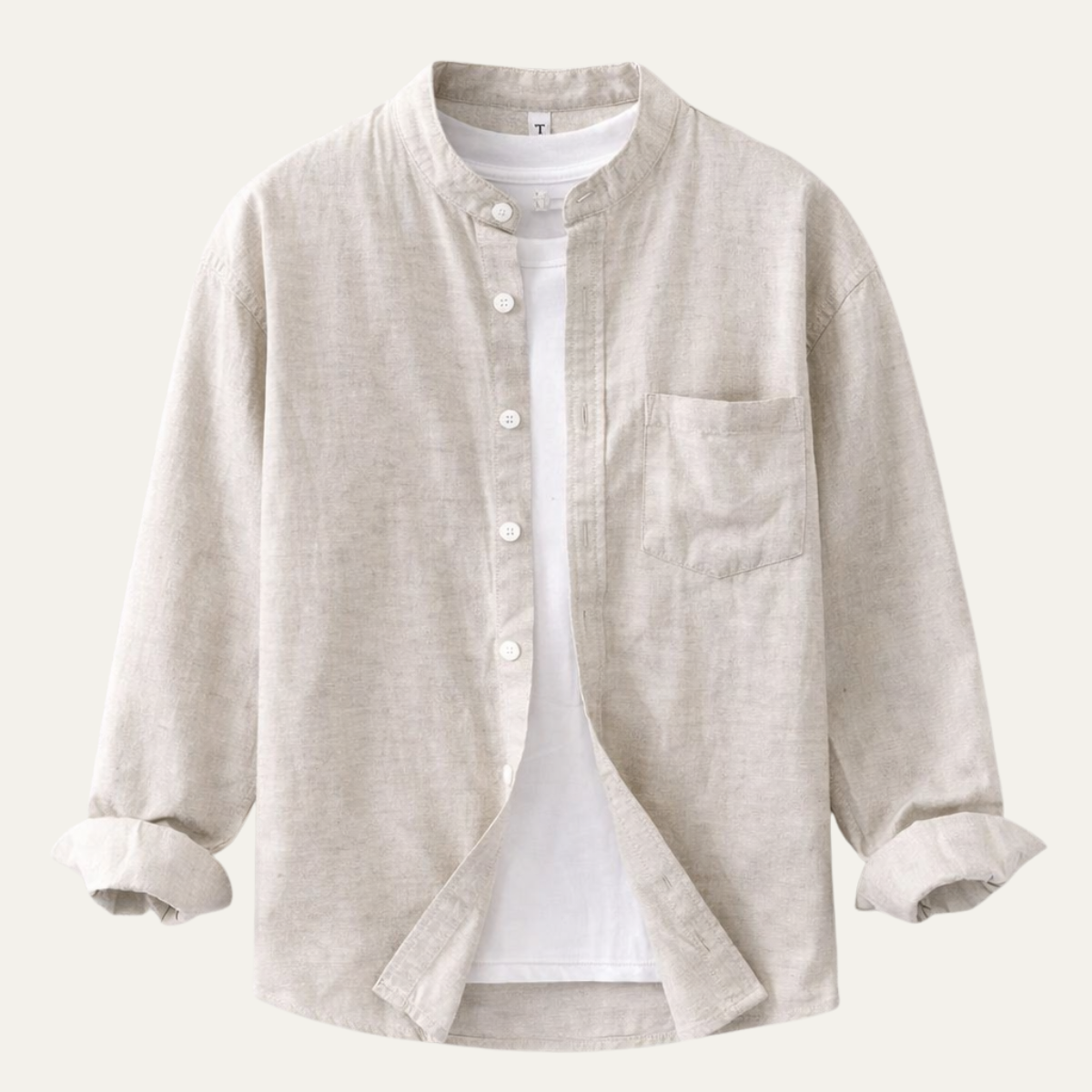 The Ashmont Ridge Men’s Loose Fit Cotton Linen Mandarin Collar Shirt