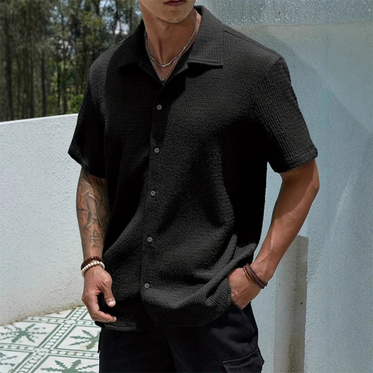 The Porta Romana Men’s Casual Streetwear Button Up Shirt