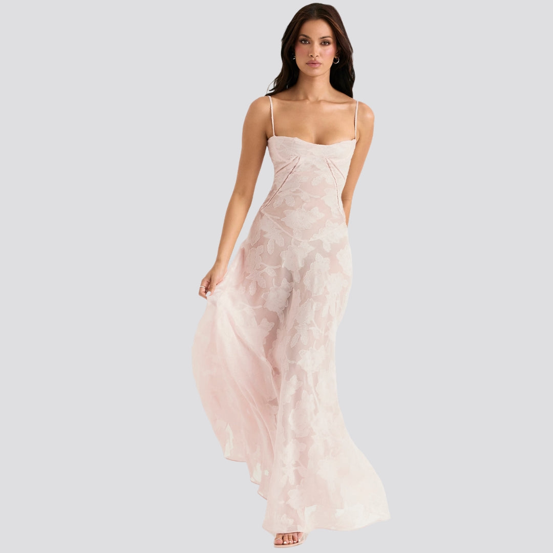 Women's Satin Gown with Structured Bodice