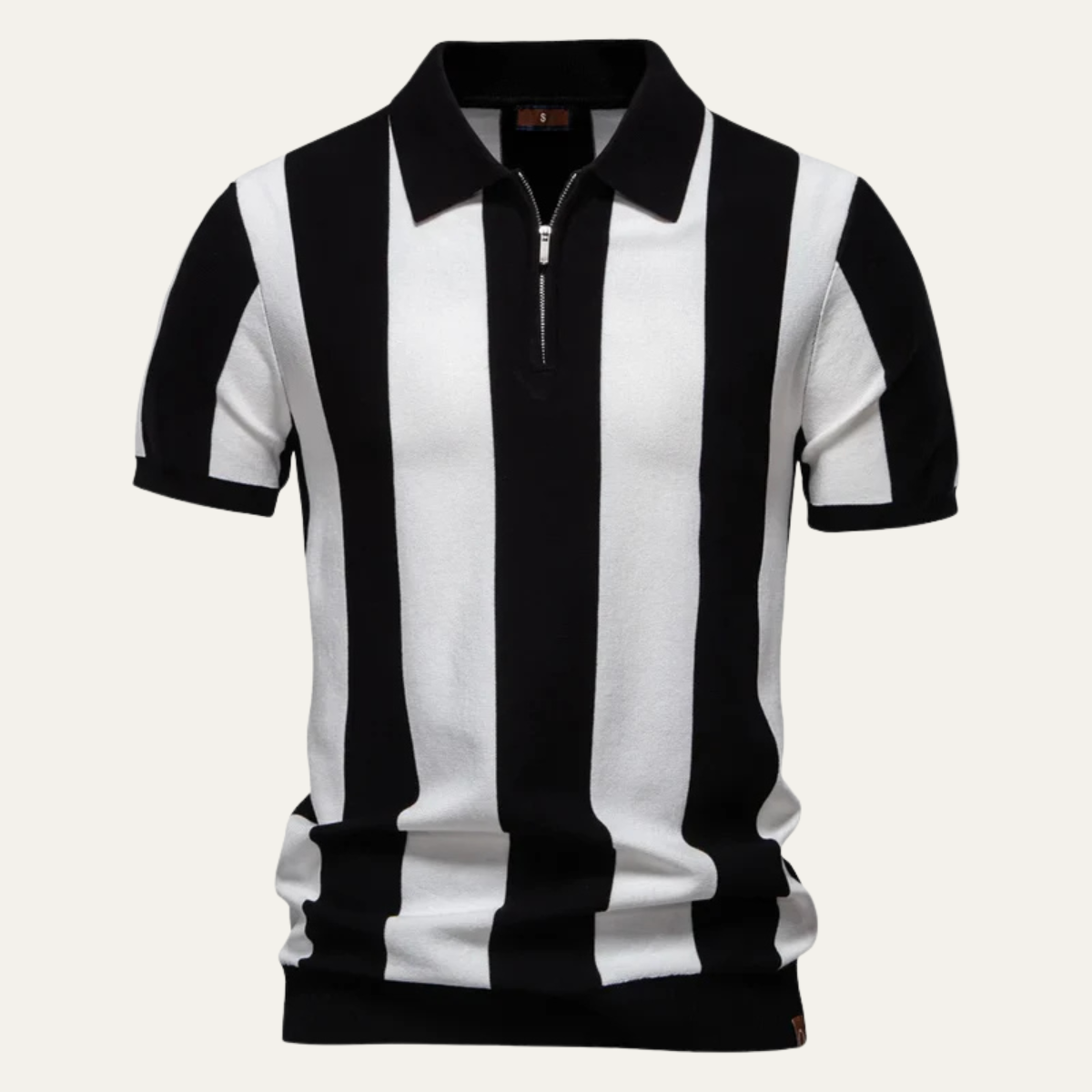 The Glenwood Men’s Breathable Cotton Striped Zip Polo Shirt