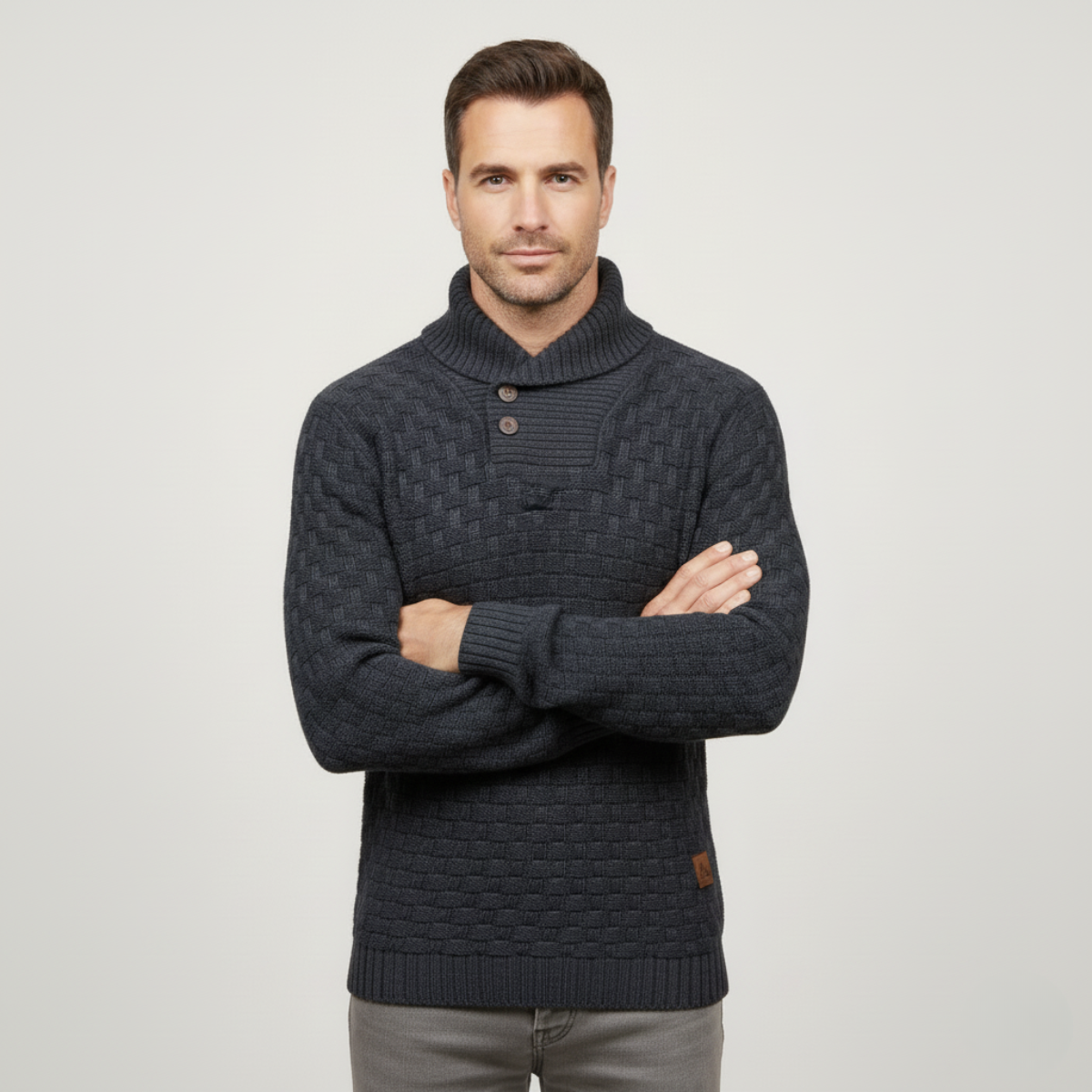 The Brighton Men’s Chunky Knit Sweater with Buttons