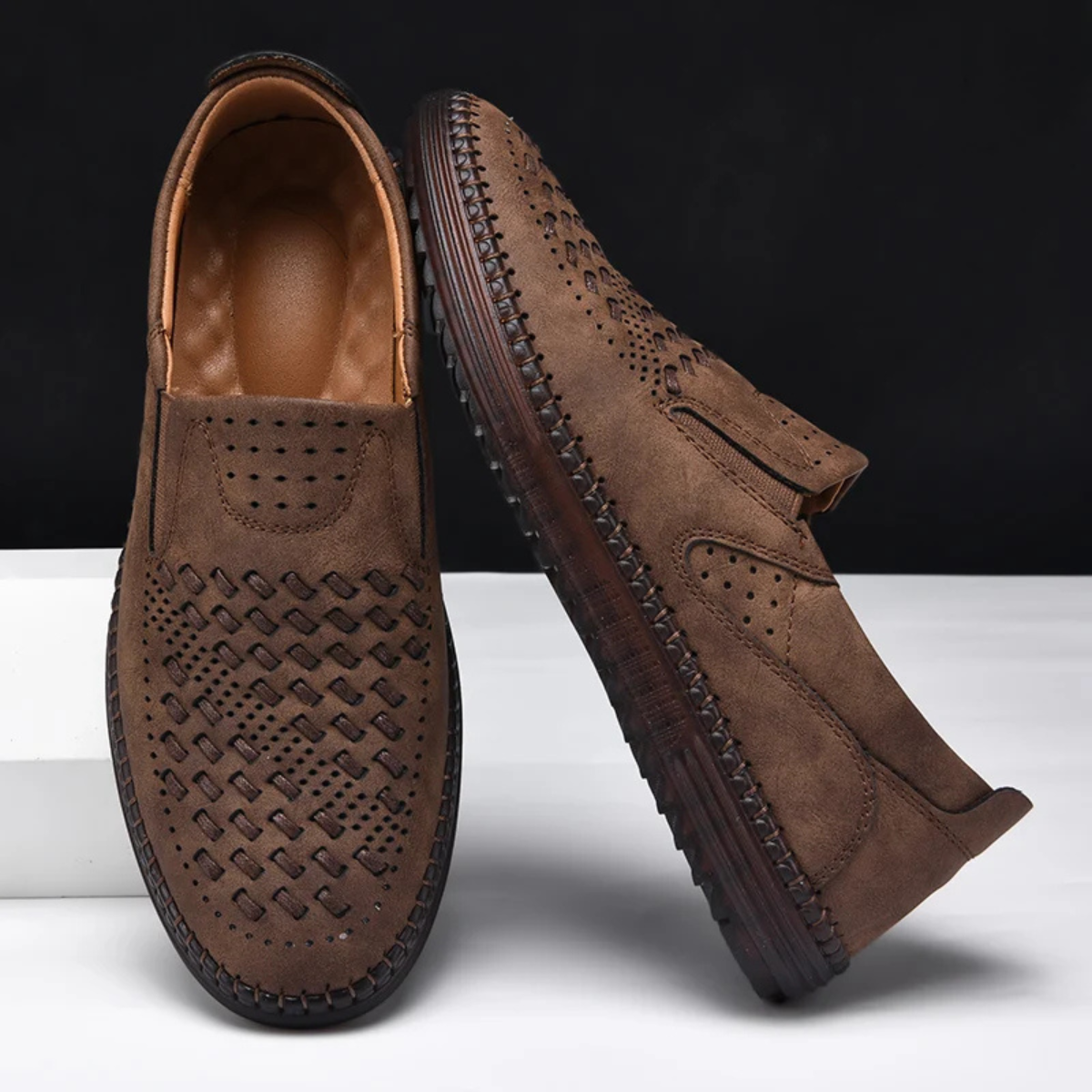 The Silverlake Men's Handmade Faux Leather Slip On Loafers