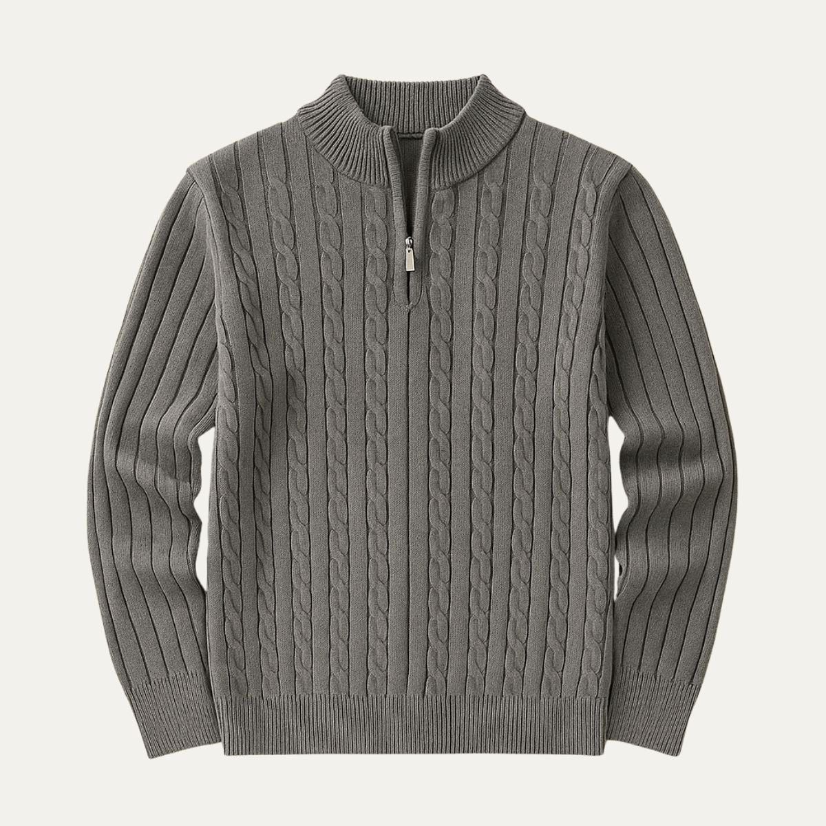 The Wells Cable-knit Quarter Zip Sweater