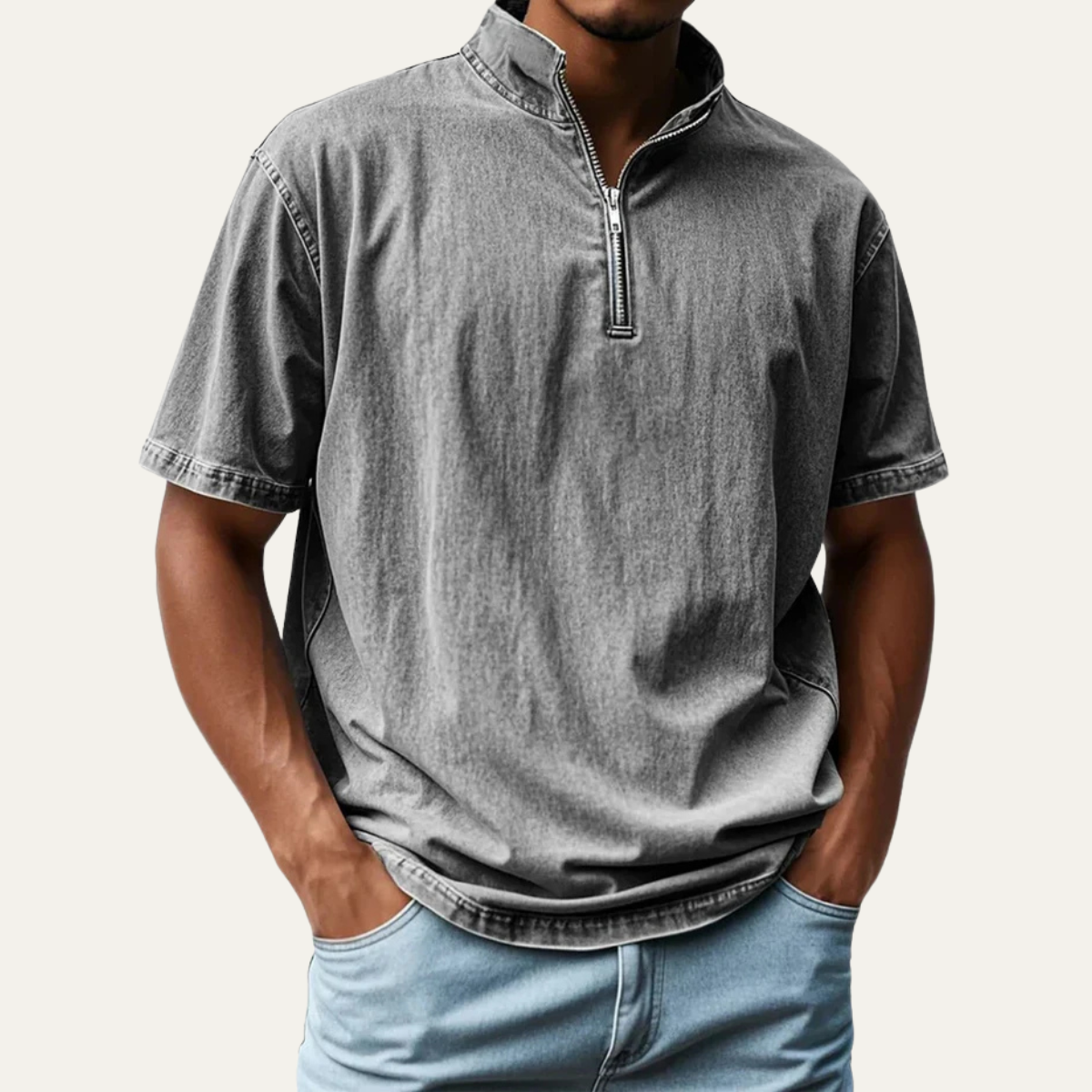 The Melrose Men’s Casual Zip Up Collar Shirt