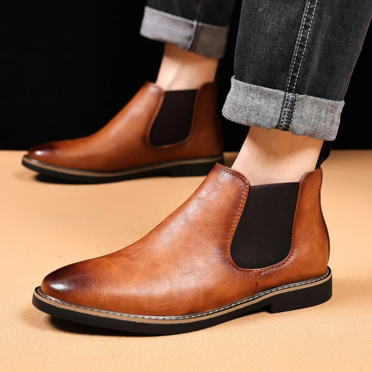 The Bradford Men's Casual Slip On Ankle Leather Chelsea Boots