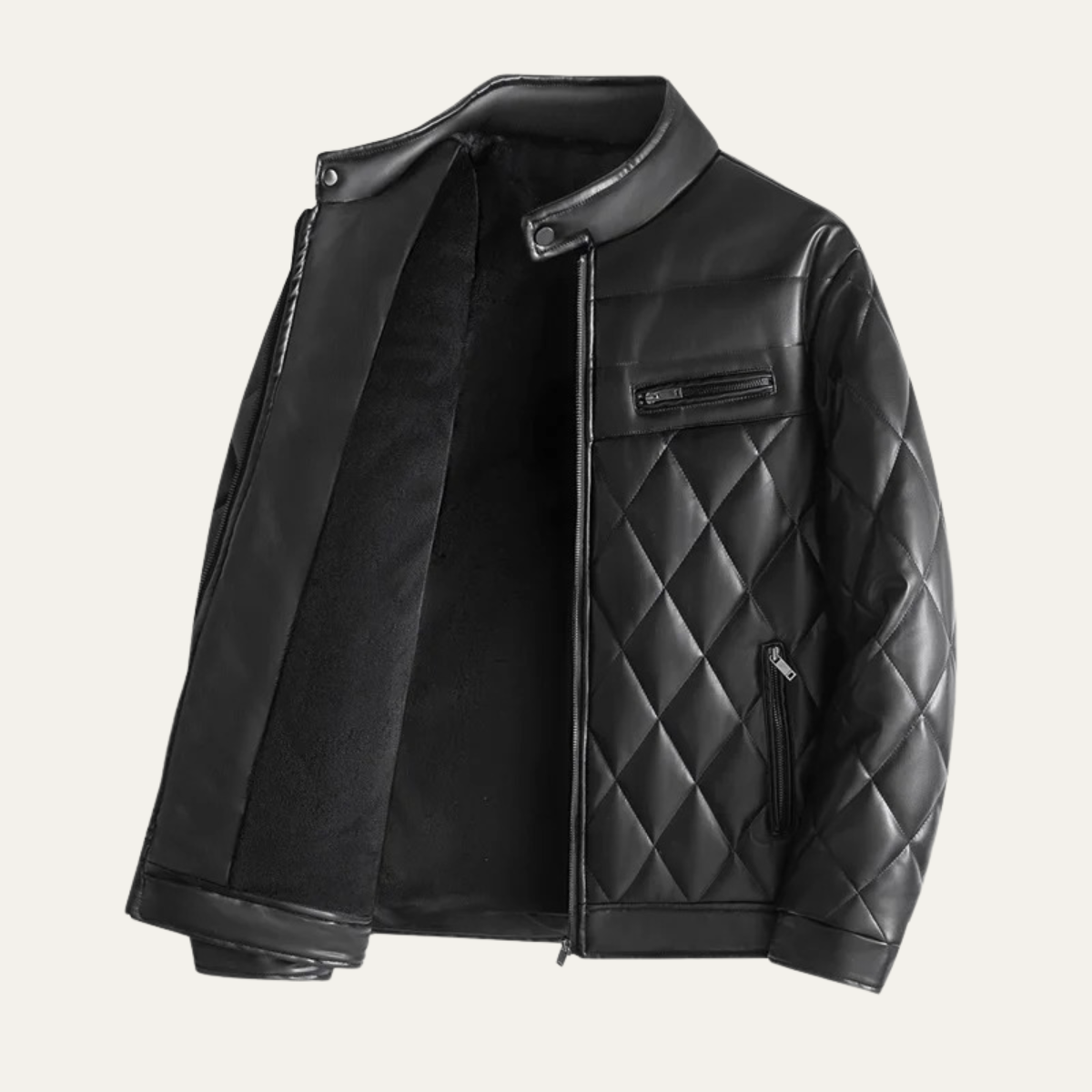 The Moscova Men's Winter Thickened Quilted Biker Leather Jacket