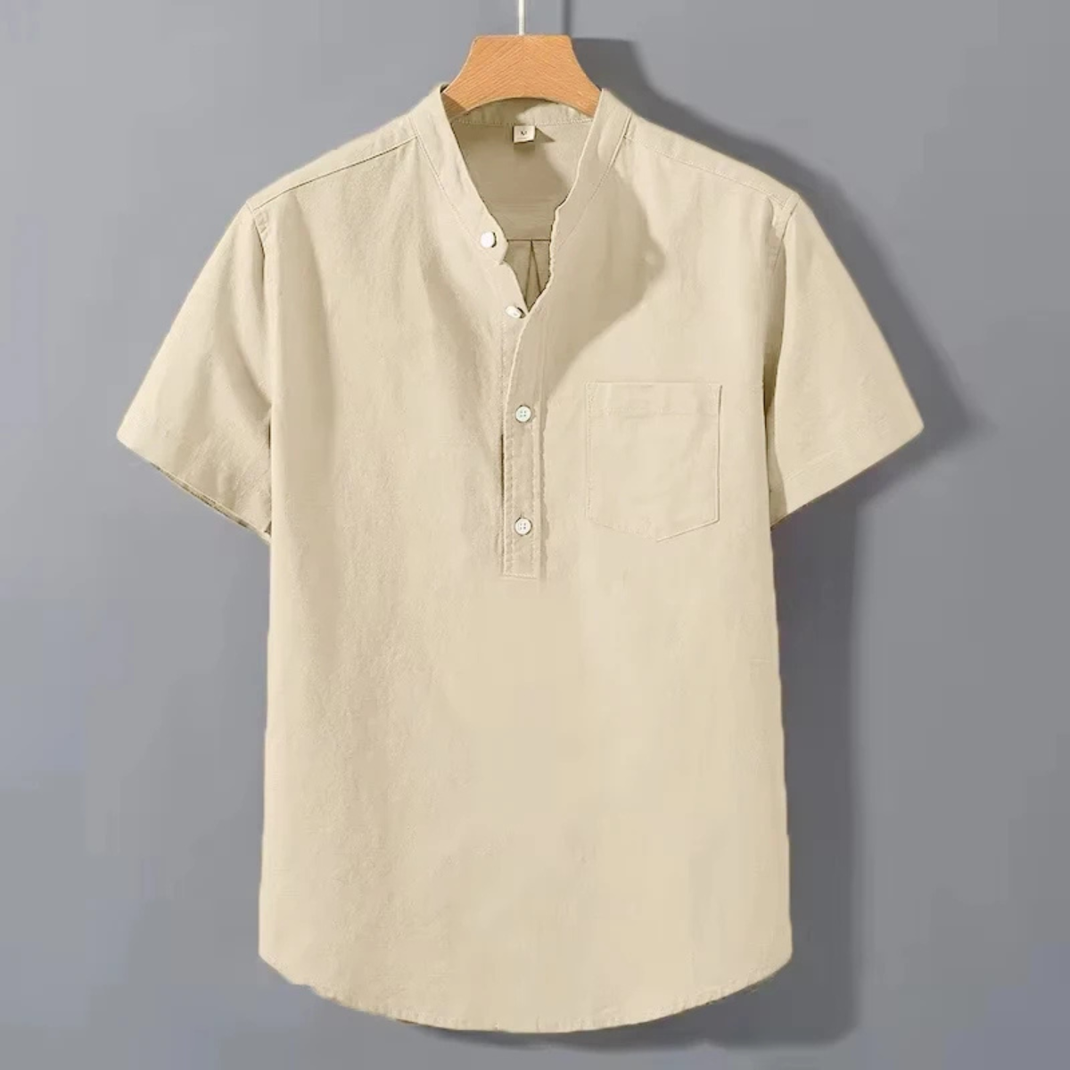 The Genova Men’s Stand Collar Casual Summer Henley Shirt