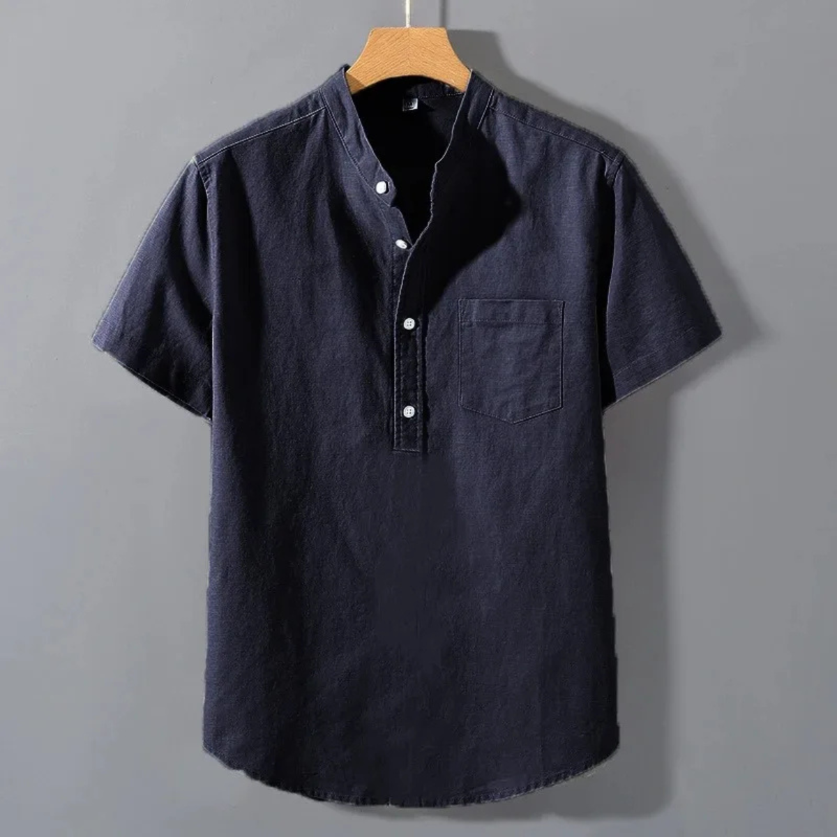 The Lecce Men’s Stand Collar Trendy Summer Henley Shirt