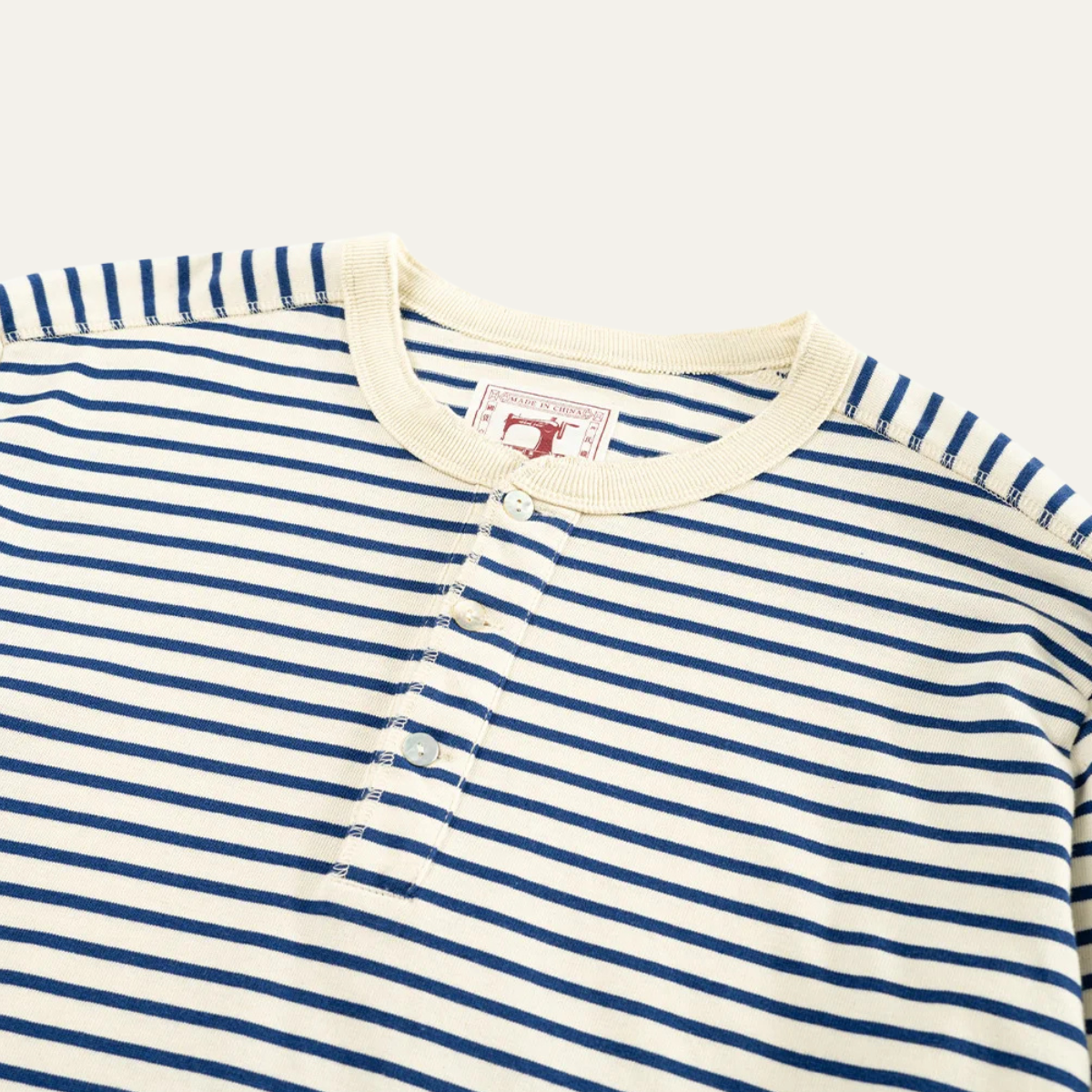 The Ironcrest Men’s Classic Striped Long Sleeve Henley T Shirt