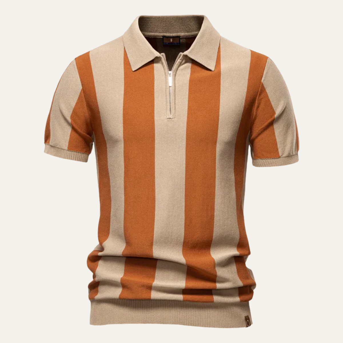 The Glenwood Men’s Breathable Cotton Striped Zip Polo Shirt
