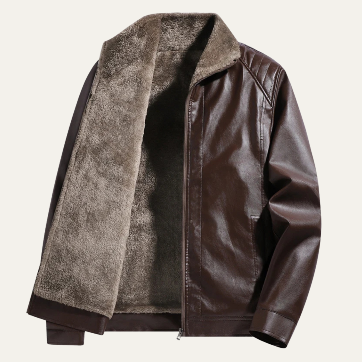 The Rosehill Men’s Classic Soft Fleece Lined Zip Up Coat Leather Jacket