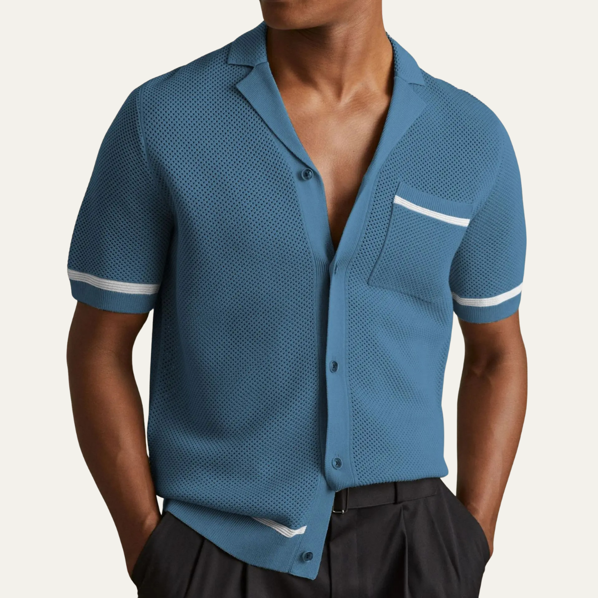 The Bassano Men’s Hollow Knit Casual Cardigan Shirt
