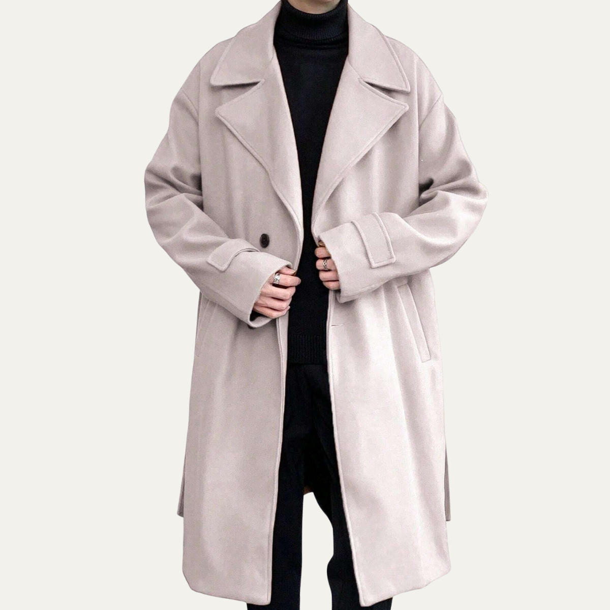 The Woolwich Men’s Smart Camel Wrap Wool Coat with Belt