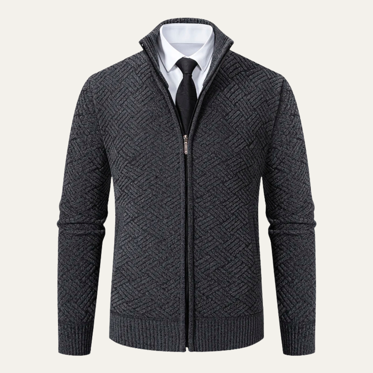 The Brackenridge Men’s Warm Fleece Lined Thick Knitted Full Zip Jacket