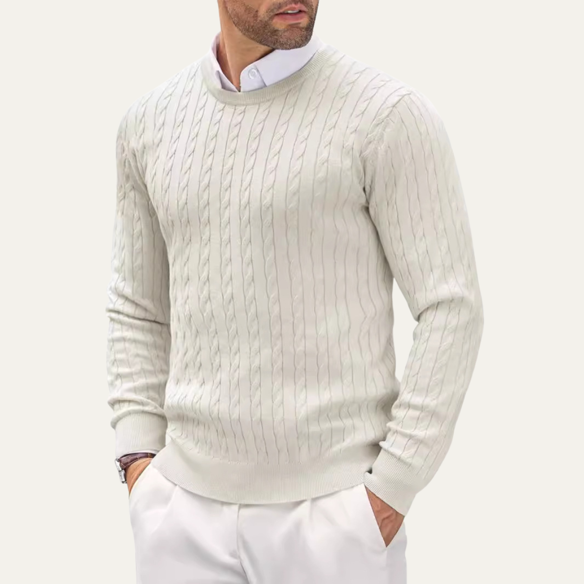 The Ashmont Ridge Men’s Cable Knit Soft Warm Winter Round Neck Sweater